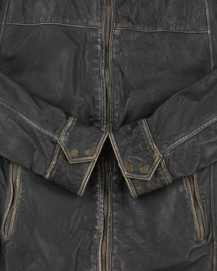 Vintage Y2K 00s Danier Heavyweight Patina Leather Cafe Racer Moto Jacket - XL