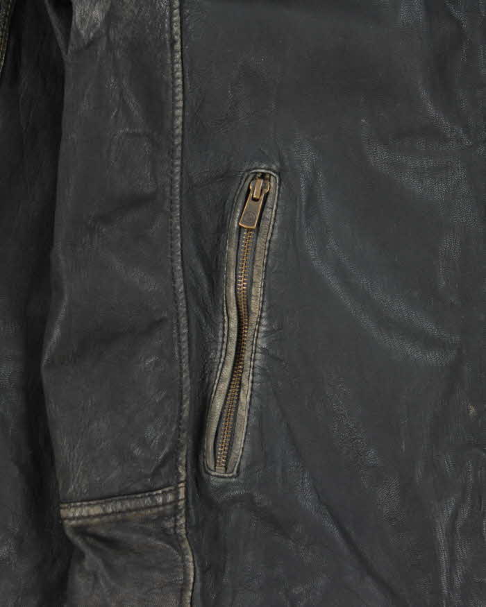 Vintage Y2K 00s Danier Heavyweight Patina Leather Cafe Racer Moto Jacket - XL