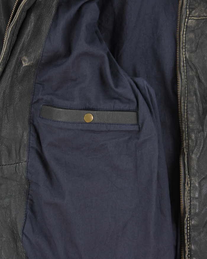 Vintage Y2K 00s Danier Heavyweight Patina Leather Cafe Racer Moto Jacket - XL