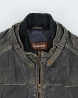 Vintage Y2K 00s Danier Heavyweight Patina Leather Cafe Racer Moto Jacket - XL