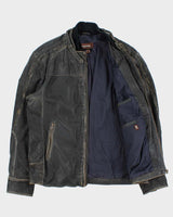 Vintage Y2K 00s Danier Heavyweight Patina Leather Cafe Racer Moto Jacket - XL
