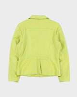 Vintage Y2K 00s Pelle Collezioni Lime Green Made In Canada Calfskin Leather Moto Jacket - M