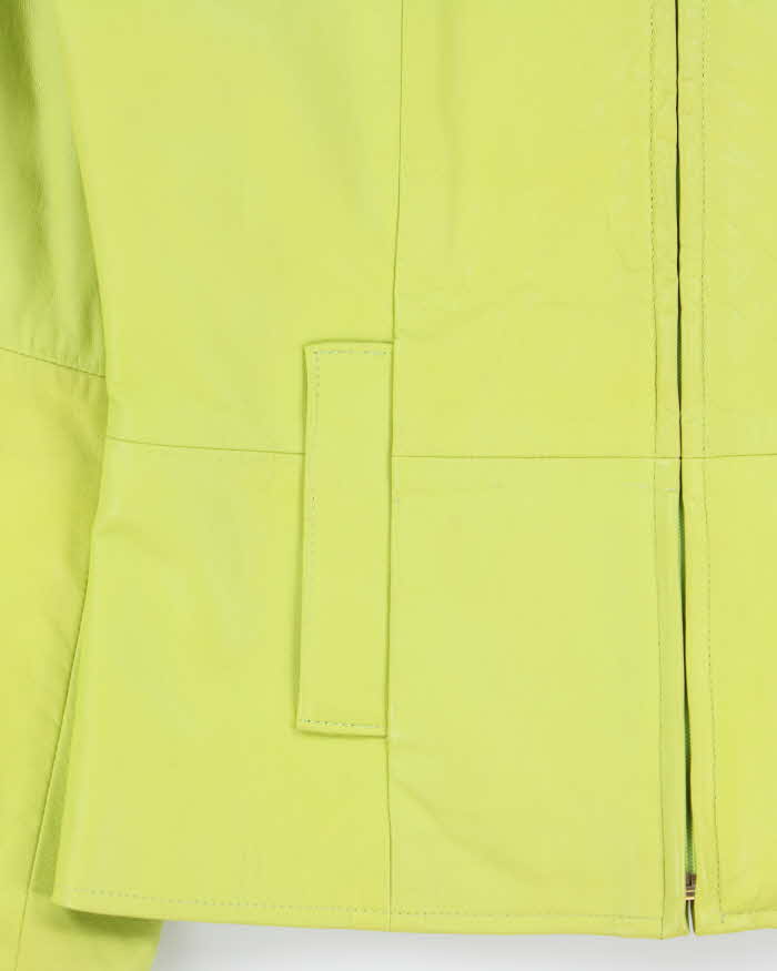 Vintage Y2K 00s Pelle Collezioni Lime Green Made In Canada Calfskin Leather Moto Jacket - M