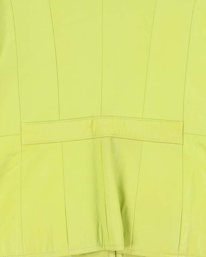 Vintage Y2K 00s Pelle Collezioni Lime Green Made In Canada Calfskin Leather Moto Jacket - M