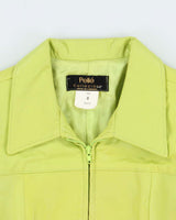 Vintage Y2K 00s Pelle Collezioni Lime Green Made In Canada Calfskin Leather Moto Jacket - M