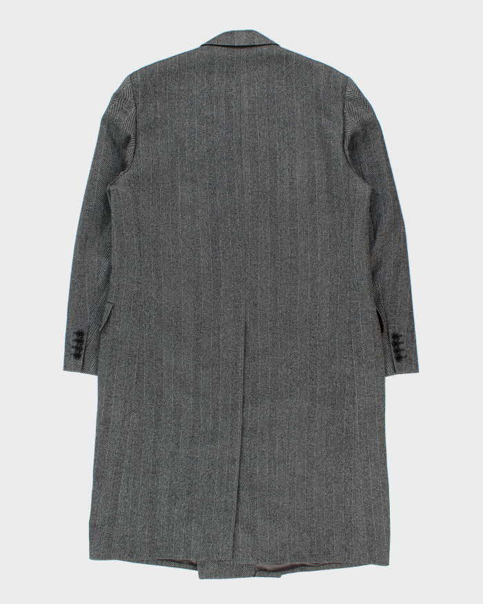 Vintage 1980s Harrods Hand Tailored Chester Barrie Wool Herringbone Made In England Double Breasted Overcoat - XL