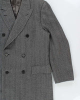 Vintage 1980s Harrods Hand Tailored Chester Barrie Wool Herringbone Made In England Double Breasted Overcoat - XL