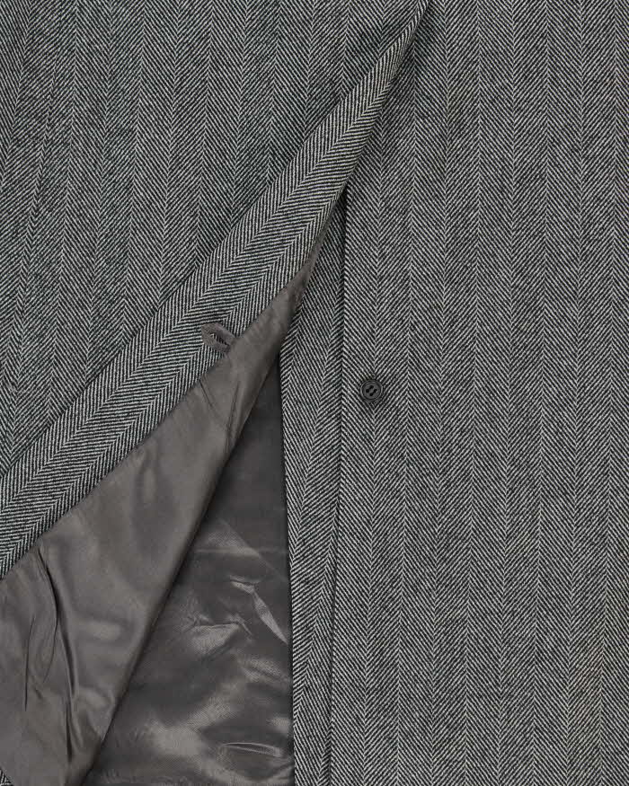 Vintage 1980s Harrods Hand Tailored Chester Barrie Wool Herringbone Made In England Double Breasted Overcoat - XL