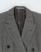 Vintage 1980s Harrods Hand Tailored Chester Barrie Wool Herringbone Made In England Double Breasted Overcoat - XL