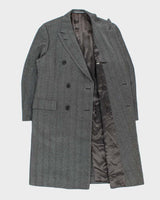 Vintage 1980s Harrods Hand Tailored Chester Barrie Wool Herringbone Made In England Double Breasted Overcoat - XL