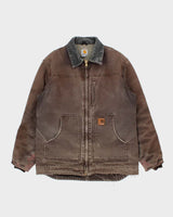 Vintage Carhartt C61 DKB Distressed Duck Canvas Sherpa Lined Ridge Jacket - L