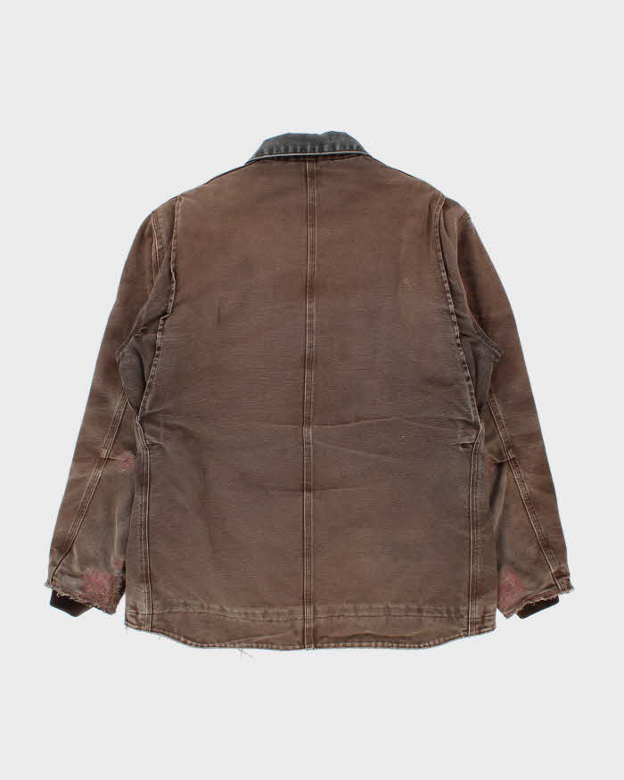 Vintage Carhartt C61 DKB Distressed Duck Canvas Sherpa Lined Ridge Jacket - L