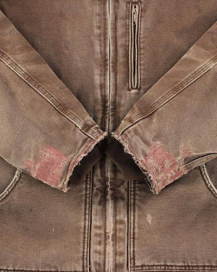 Vintage Carhartt C61 DKB Distressed Duck Canvas Sherpa Lined Ridge Jacket - L