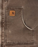 Vintage Carhartt C61 DKB Distressed Duck Canvas Sherpa Lined Ridge Jacket - L