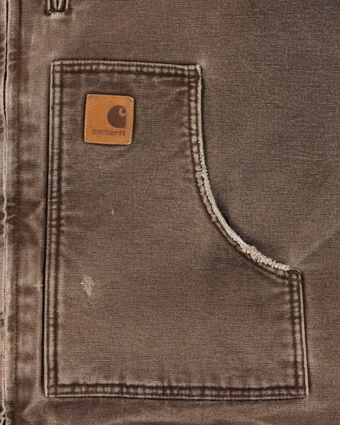 Vintage Carhartt C61 DKB Distressed Duck Canvas Sherpa Lined Ridge Jacket - L