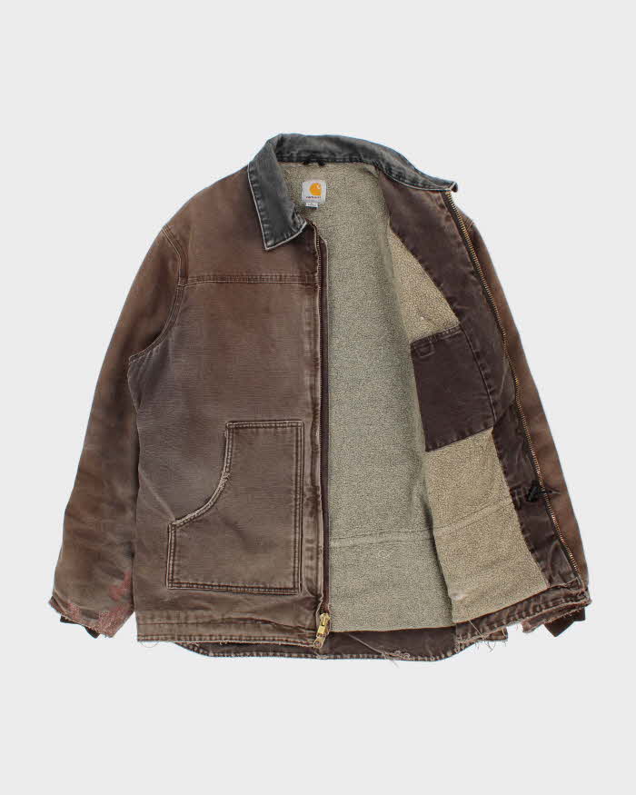 Vintage Carhartt C61 DKB Distressed Duck Canvas Sherpa Lined Ridge Jacket - L
