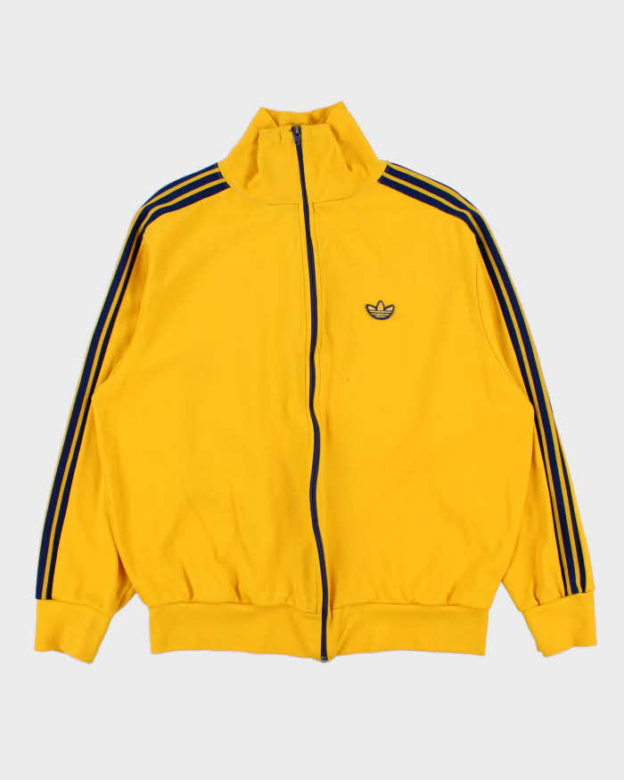 Vintage 1970s Adidas Originals Yellow Classic Funnel Neck Track Jacket - M