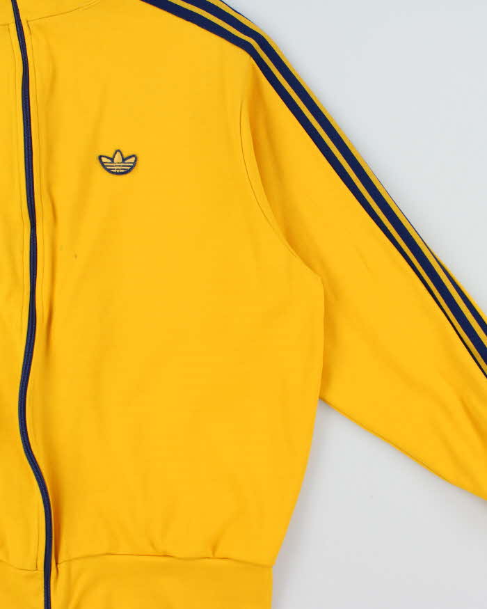 Vintage 1970s Adidas Originals Yellow Classic Funnel Neck Track Jacket - M