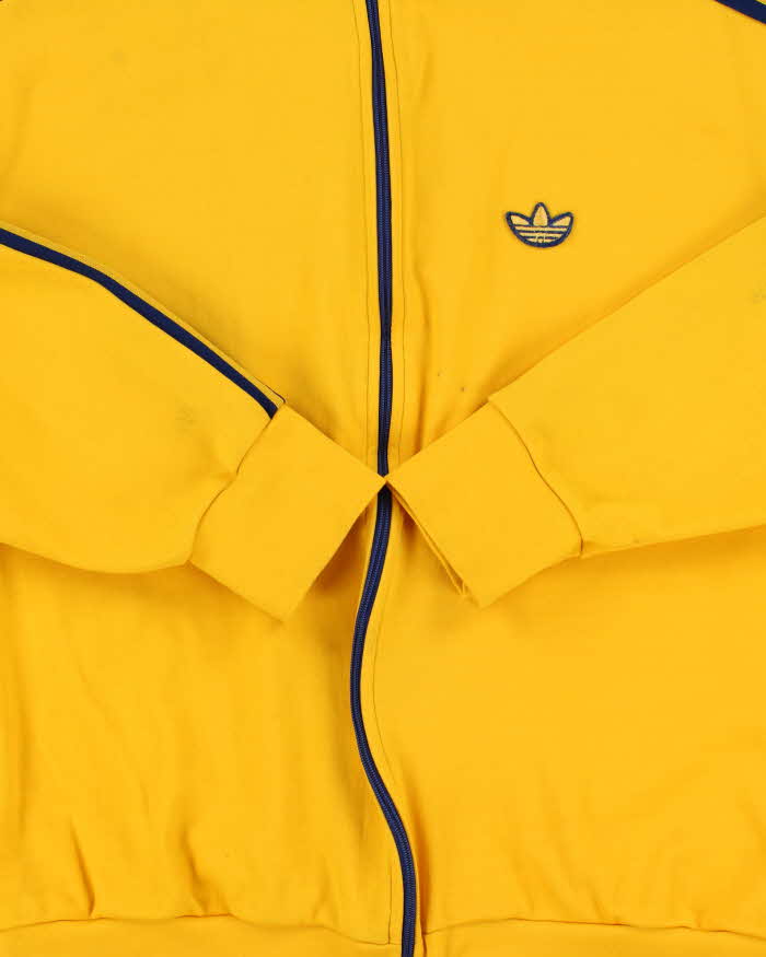 Vintage 1970s Adidas Originals Yellow Classic Funnel Neck Track Jacket - M