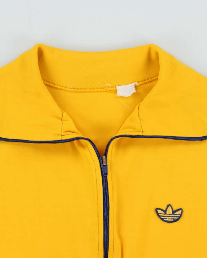 Vintage 1970s Adidas Originals Yellow Classic Funnel Neck Track Jacket - M