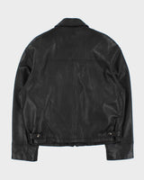 Vintage 1990s Danier Calfskin Leather Collared Cafe Racer Moto Jacket - L