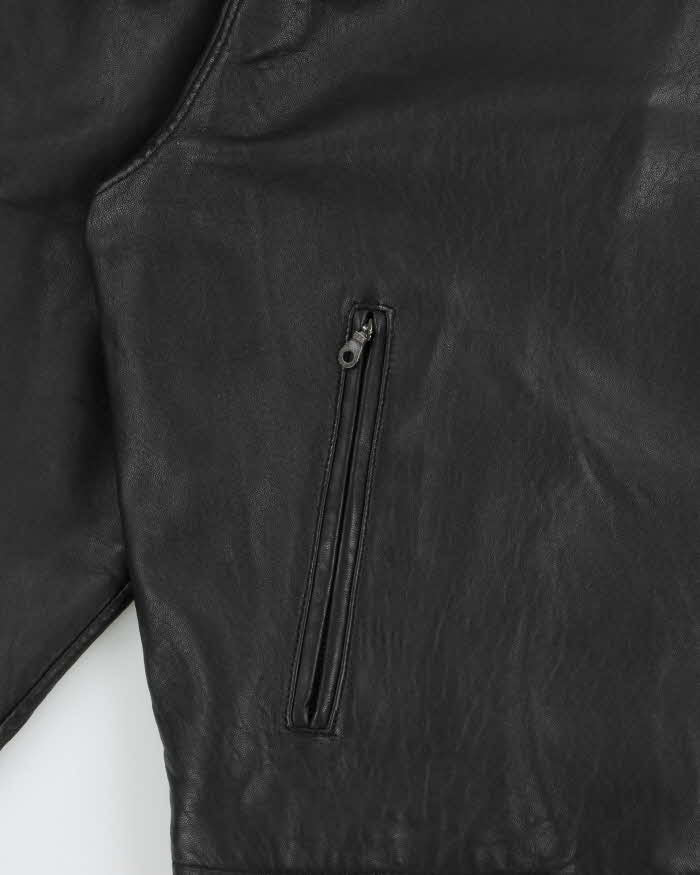 Vintage 1990s Danier Calfskin Leather Collared Cafe Racer Moto Jacket - L