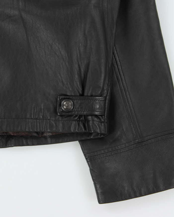 Vintage 1990s Danier Calfskin Leather Collared Cafe Racer Moto Jacket - L