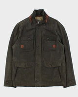 Vintage Y2K 00s Danier Forest Green Leather Military Motorcycle Jacket - L