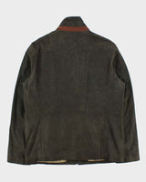 Vintage Y2K 00s Danier Forest Green Leather Military Motorcycle Jacket - L