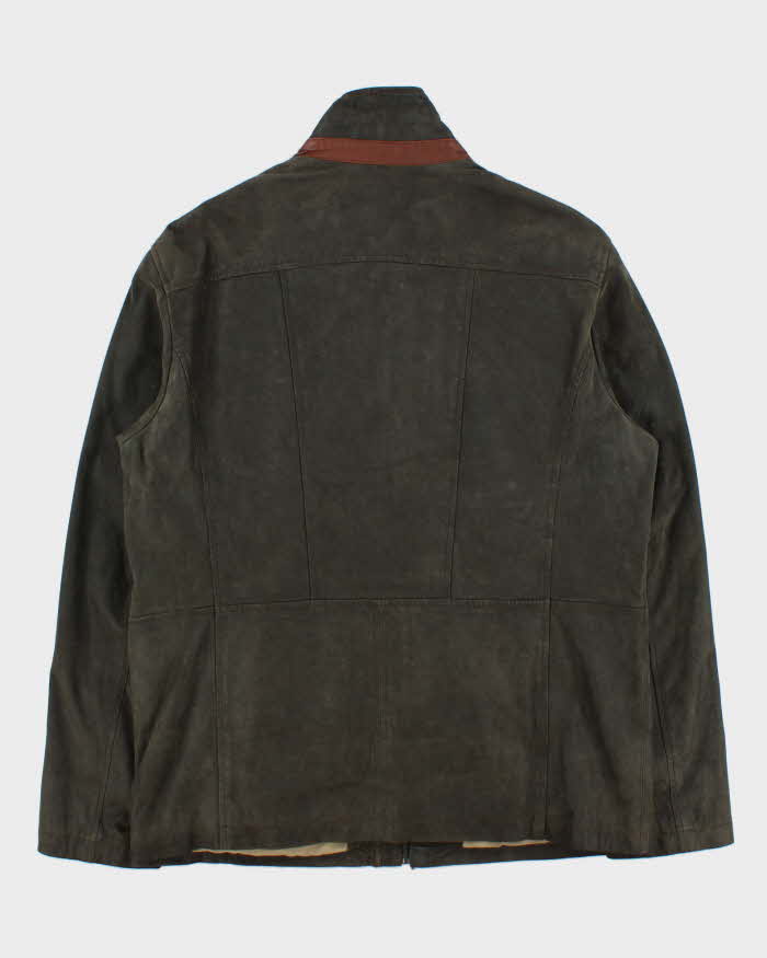 Vintage Y2K 00s Danier Forest Green Leather Military Motorcycle Jacket - L
