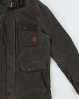 Vintage Y2K 00s Danier Forest Green Leather Military Motorcycle Jacket - L
