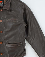 Vintage 1990s R.B.C Legend Chocolate Brown Lambskin Leather Contrast Stitch Motorcycle Jacket - M