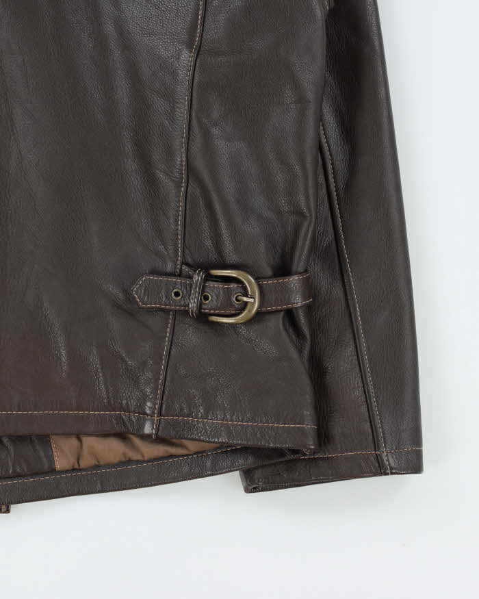 Vintage 1990s R.B.C Legend Chocolate Brown Lambskin Leather Contrast Stitch Motorcycle Jacket - M