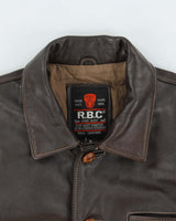 Vintage 1990s R.B.C Legend Chocolate Brown Lambskin Leather Contrast Stitch Motorcycle Jacket - M