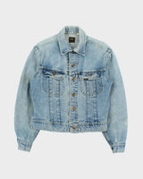 Vintage 1970s Lee Riders Union Made In USA Sanforised Light Wash Denim Trucker Jacket - M