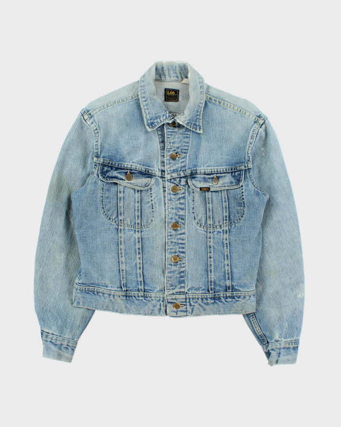 Vintage 1970s Lee Riders Union Made In USA Sanforised Light Wash Denim Trucker Jacket - M