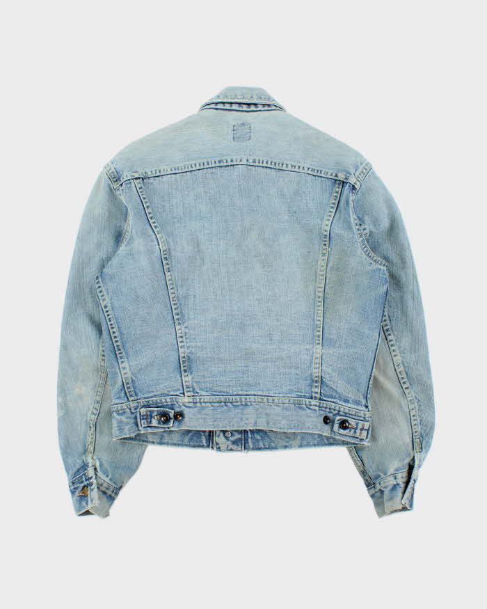 Vintage 1970s Lee Riders Union Made In USA Sanforised Light Wash Denim Trucker Jacket - M