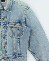 Vintage 1970s Lee Riders Union Made In USA Sanforised Light Wash Denim Trucker Jacket - M
