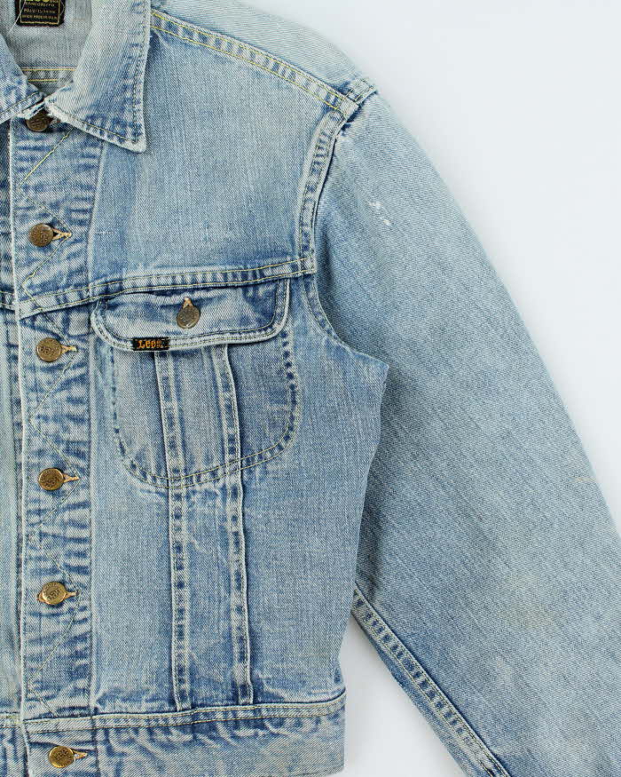 Vintage 1970s Lee Riders Union Made In USA Sanforised Light Wash Denim Trucker Jacket - M