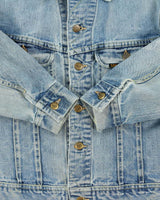 Vintage 1970s Lee Riders Union Made In USA Sanforised Light Wash Denim Trucker Jacket - M