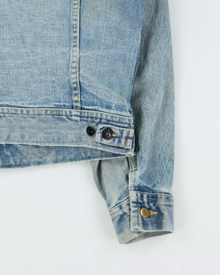 Vintage 1970s Lee Riders Union Made In USA Sanforised Light Wash Denim Trucker Jacket - M