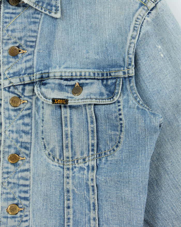 Vintage 1970s Lee Riders Union Made In USA Sanforised Light Wash Denim Trucker Jacket - M