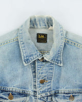 Vintage 1970s Lee Riders Union Made In USA Sanforised Light Wash Denim Trucker Jacket - M