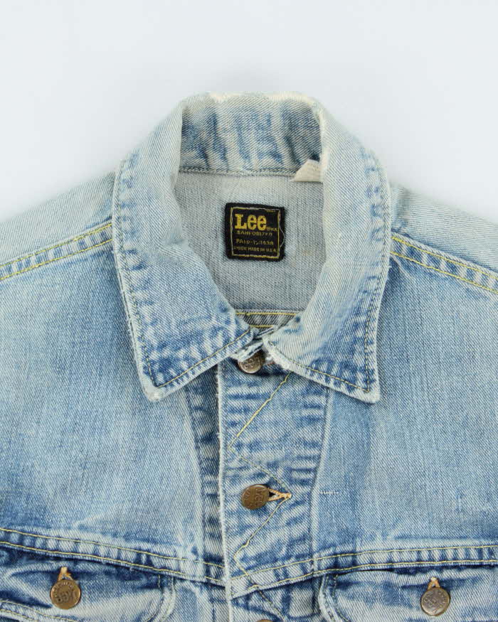 Vintage 1970s Lee Riders Union Made In USA Sanforised Light Wash Denim Trucker Jacket - M