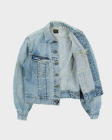 Vintage 1970s Lee Riders Union Made In USA Sanforised Light Wash Denim Trucker Jacket - M