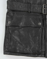 Burberry Brit Prorsum Black Calfskin Leather Made In Italy Belted Field Motorcycle Jacket - L