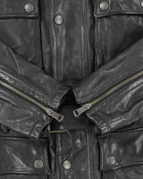 Burberry Brit Prorsum Black Calfskin Leather Made In Italy Belted Field Motorcycle Jacket - L