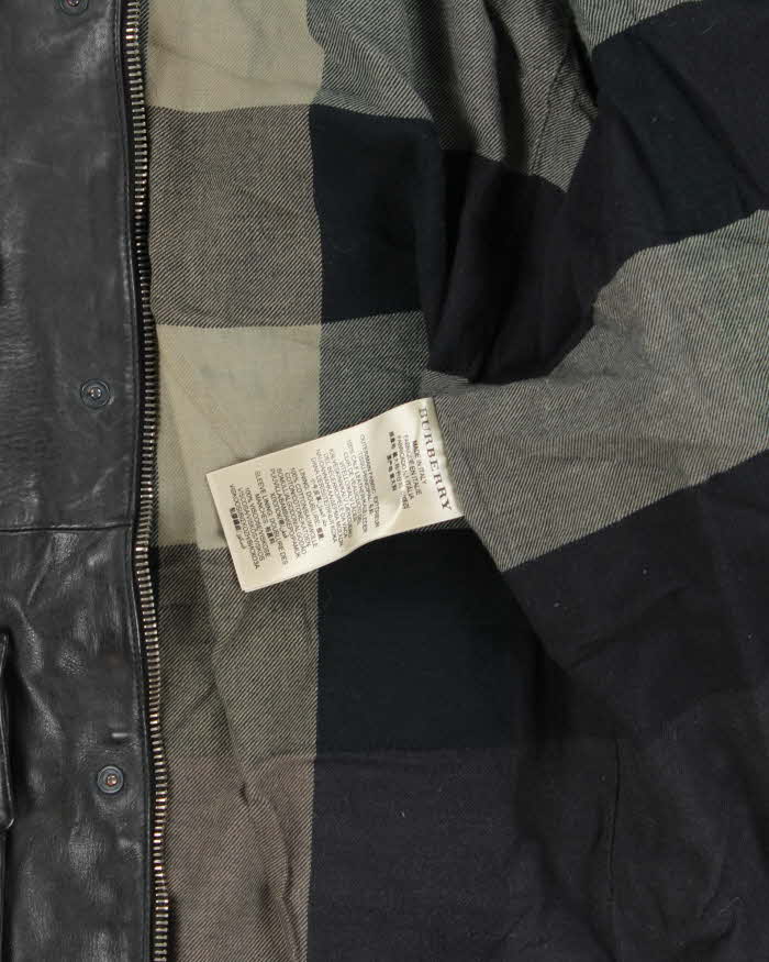 Burberry Brit Prorsum Black Calfskin Leather Made In Italy Belted Field Motorcycle Jacket - L