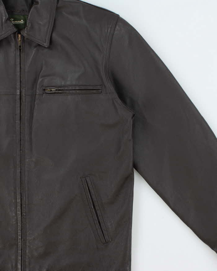 Vintage Y2K 00s Penman's Brown Leather Cafe Racer Moto Jacket - S