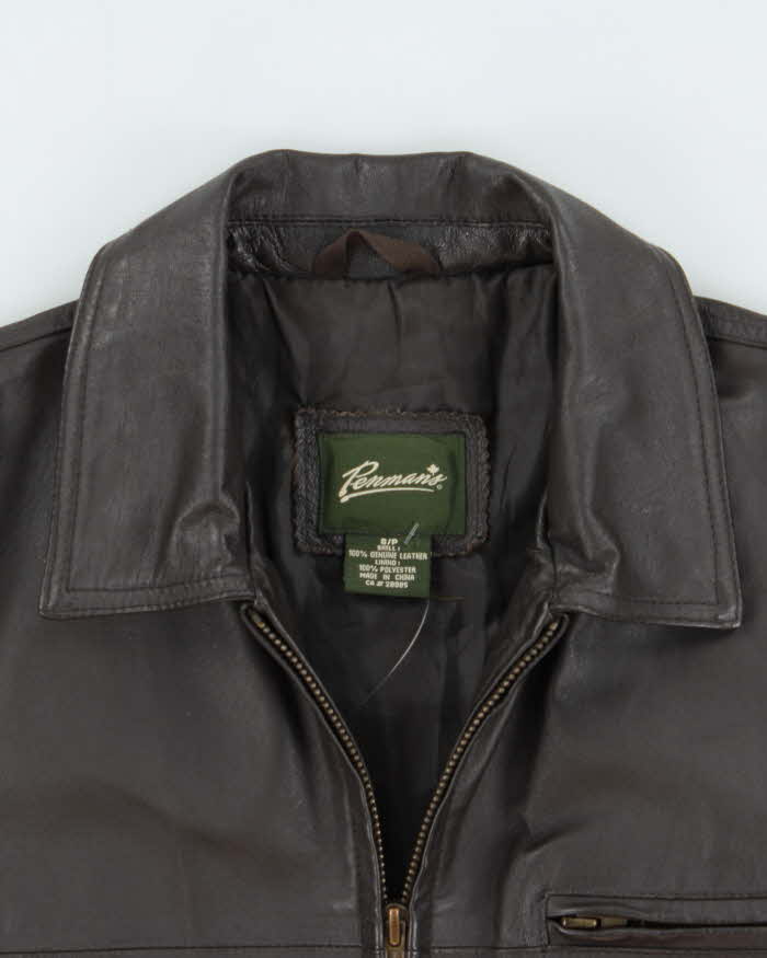 Vintage Y2K 00s Penman's Brown Leather Cafe Racer Moto Jacket - S